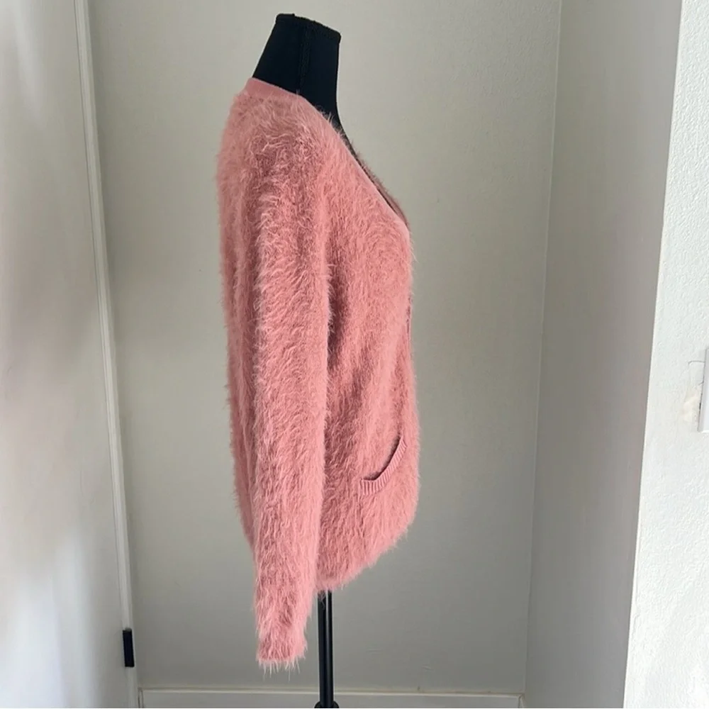 Urban Outfitters Pink Eyelash Shaggy Cardigan Sweater - Picture 4 of 8